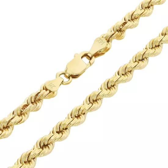 14K Yellow Gold 2mm-10mm D/C Rope Chain Bracelet Mens Women 7" 7.5" 8" 8.5" 9"