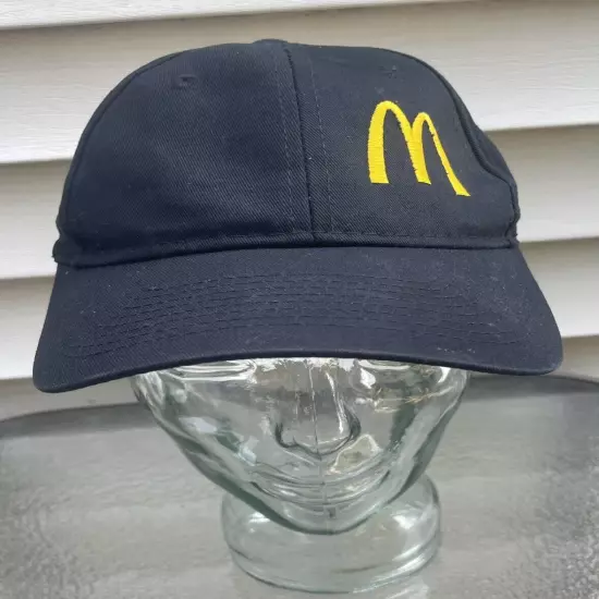 BLACK MCDONALD'S HAT BASEBALL CAP WITH OFF-CENTER EMBROIDERED GOLDEN ARCHES