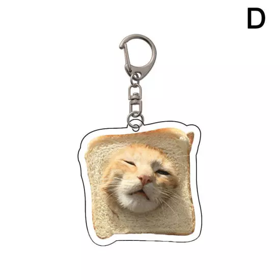 Vintage Cute Fun Toast CATS Acrylic Keychain Pendant N8W0