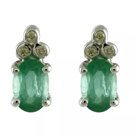 Gift For Her 925 Sterling Silver Emerald Gemstone Indian Jewelry Stud Earrings