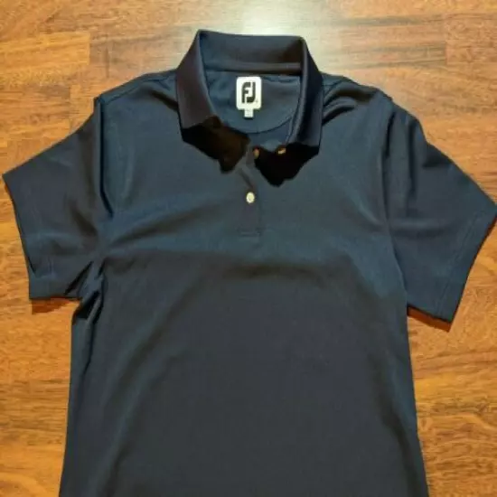 Women's Footjoy Navy Blue Three-Button Short-Sleeve Golf Polo SIZE MEDIUM 