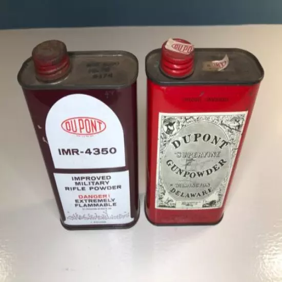 Dupont Superfine Gunpowder & IMR-4350 Rifle Powder Tin Lot Wilmington Delaware 