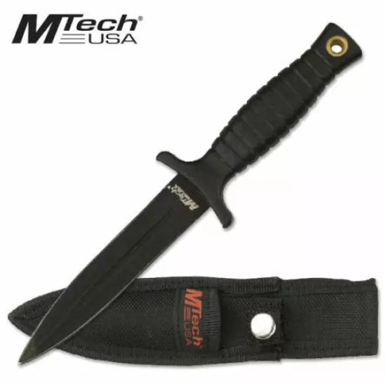 Dual Double Edge Dagger Fixed Blade 7" Inch Survival Knife Sheath SpearPoint EDC