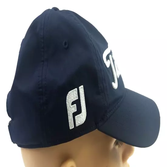 Titleist Pro V1 FJ FootJoy Logo Golf Hat Poly/Spandex Adjustable Cap Navy Blue