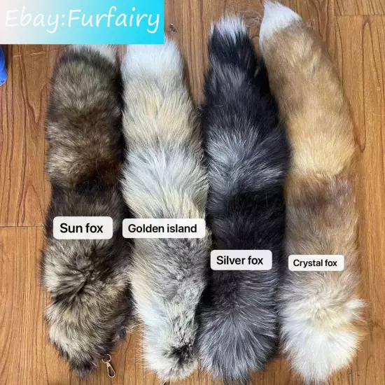 70cm Long Real Fox Fur Tail Funny Toy Adult Games Cosplay with Keychain Pendant