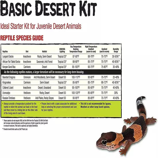 10 Gallon Pet Reptile Starter Habitat Kit with Light and Heat for Small Desert D