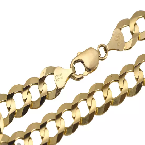 14k Solid Yellow Gold Cuban Link 3.5mm-12mm Chain Necklace Bracelet 7"-30"