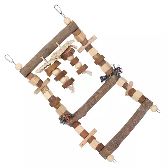 Bird Ladder Bridge Swing Chewing Toys Natural Logs Cage Accessories F AD5