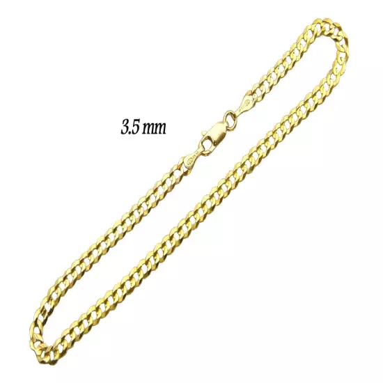 14k Solid Yellow Gold Cuban Link 3.5mm-12mm Chain Necklace Bracelet 7"-30"