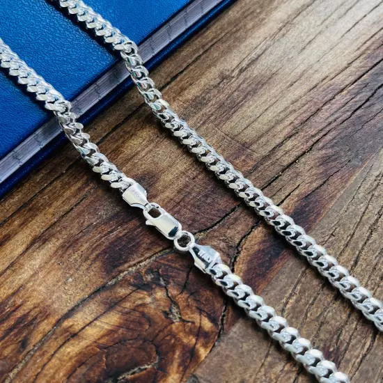 Real Solid 925 Sterling Silver Miami Cuban Mens Boys Chain Bracelet or Necklace