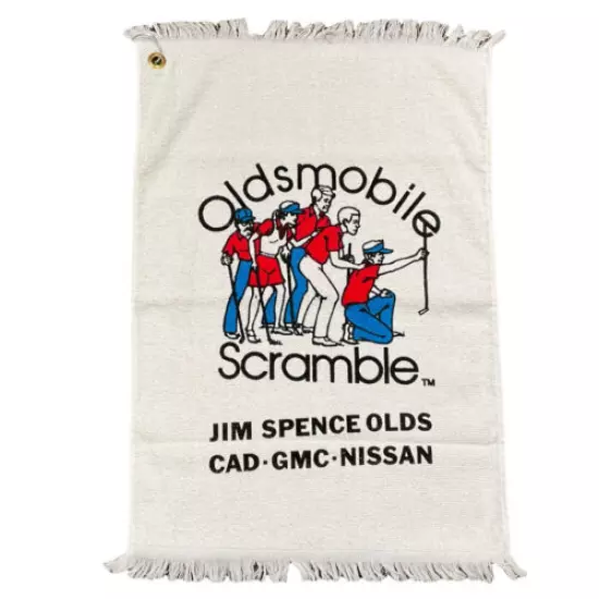 Cannon Golf Towel Oldsmobile Scramble Jim Spence White Cotton USA Vintage