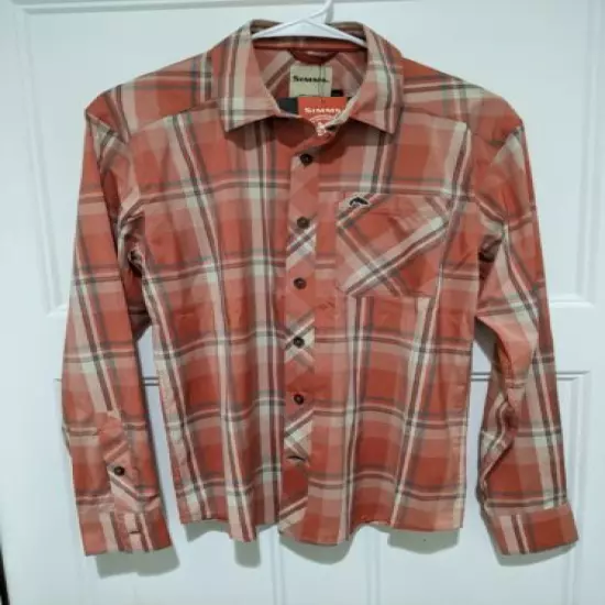 NWT SIMMS Outpost Long Sleeve Plaid Shirt - UPF 30+ Men's Size XS