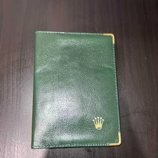 NEW Rolex Vintage Green Leather Card Wallet Passport Holder NEW