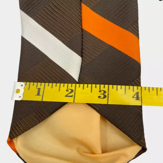 Vintage Cerruti Brown Orange Stripe Wide 1970's Regimental Necktie Tie 4" x 55"