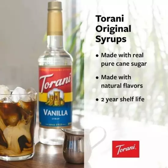 Torani Vanilla Bean Flavoring Syrup, Coffee Flavoring, Drink Mix, 25.4 oz