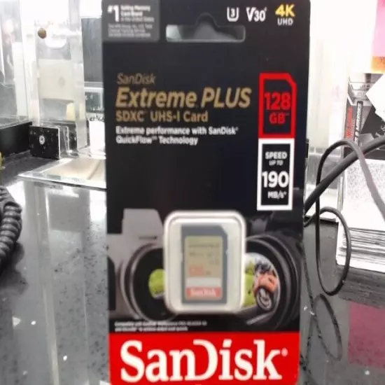 SanDisk Extreme Plus SDXC UHS-I Card (128GB) 190 MB/S SPEED (EZ1006747)