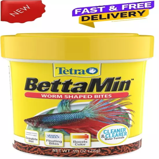 Tetra Bettamin Worm Shaped Bites 0.98 Ounce, Complete Diet for Bettas