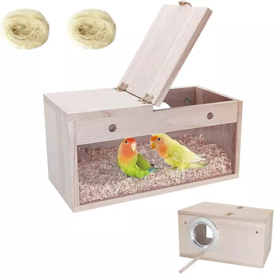 Tfwadmx Parakeet Nesting Box Transparent Bird Nest Box Wood Bird House for Cage