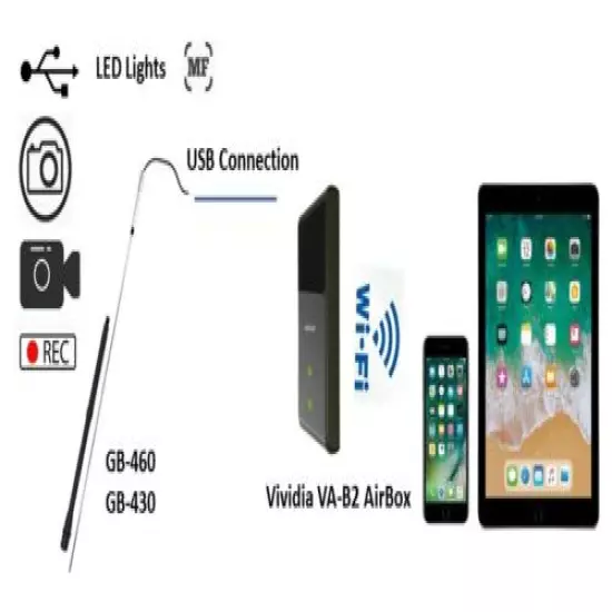 Vividia GB-430-W USB Gun Borescope Bundle: GB-430 and WiFi Box for iPhone iPad