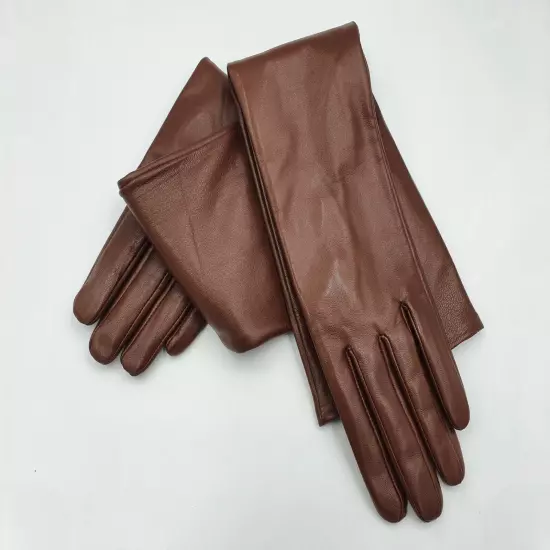 Long genuine leather gloves, opera elbow gloves - 18 inches / 46 cm. TOUCHSCREEN