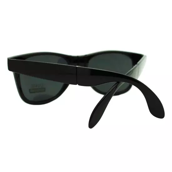 Folding Foldable Sunglasses 80's Classic Square Horn Rim Shades UV 400