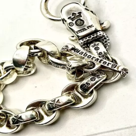 C'est Magnifique Vintage Silver Single Dog Biker Heavy BRACELET 96g