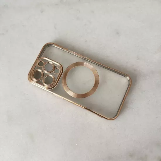 iPhone 15 Pro Clear Gold Trim Case