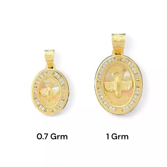 14KT Tricolor Gold Baptism Pendants with Dove - Available in Small and Large