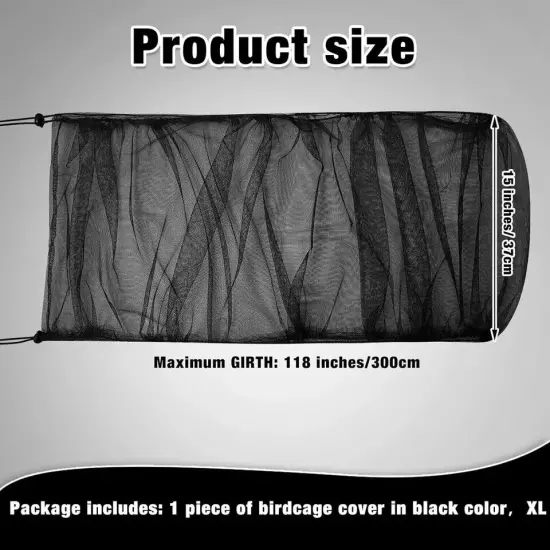 Adjustable Bird Cage Net Cover Mesh Skirt Guard Seed Catcher, 118 x 15 Inch