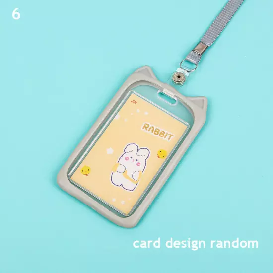 Cute Cat Ear ID Card Holder Retractable Reel Lanyard Credit Cover Case Kids Gift