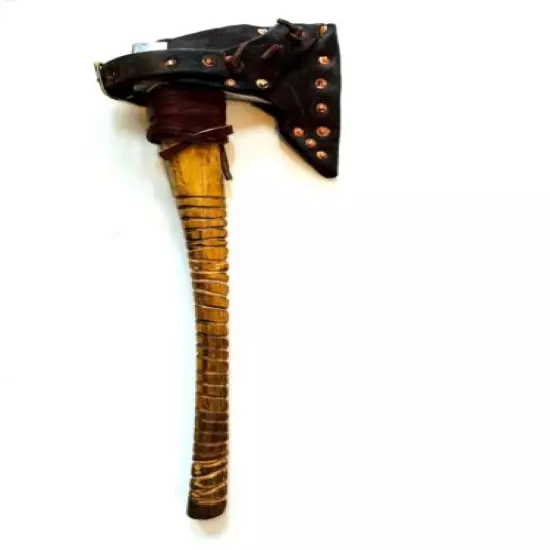 Vintage Throwing / Hewing Axe / Bearded Axe, Custom Heavy Leather Sheath