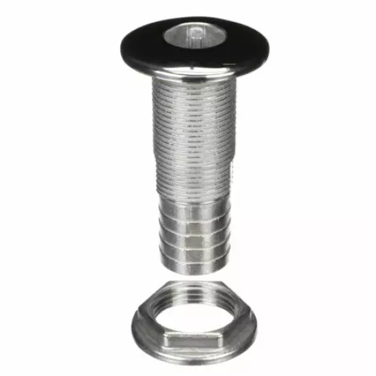 attwood 66547-3 Stainless Steel Straight Thru-Hull Valve Fitting, Barbed, Sta...