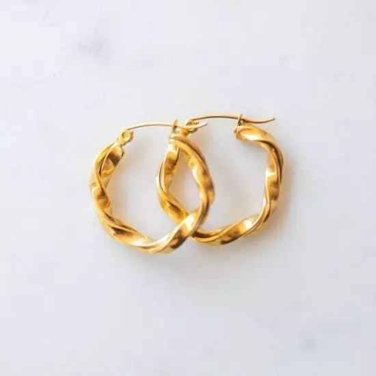 Gold Twist Hoop Earrings Waterproof trendy Hoops Gold Twisted Hoops Waterproof