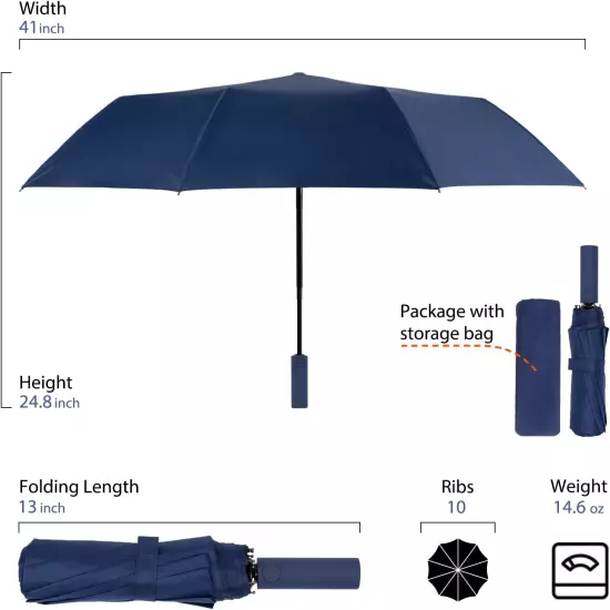 Travel Umbrella for Rain Compact Portable Umbrella UV Sun Protection Umbrella 10