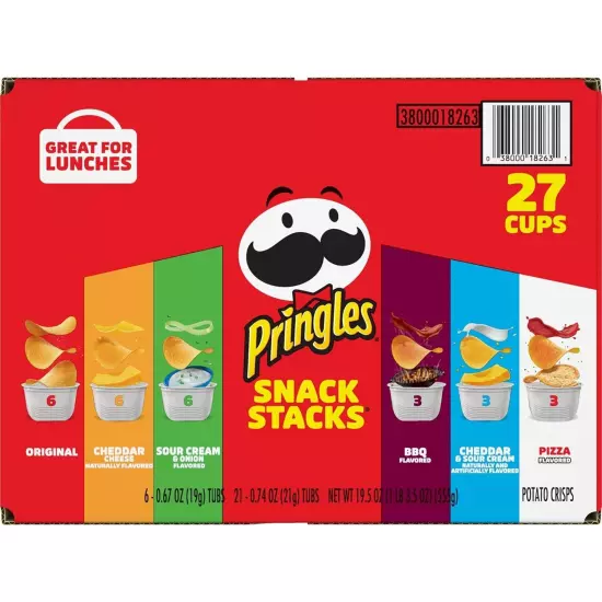 Potato Crisps Chips, Snack Stacks, Lunch Snacks (27 Cups)