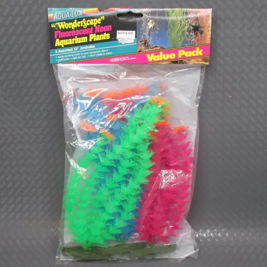 Vo-Toys Aqua-Lux Wonderscape Fluorescent Neon Aquarium Plants 3 Ambulias 12" NEW