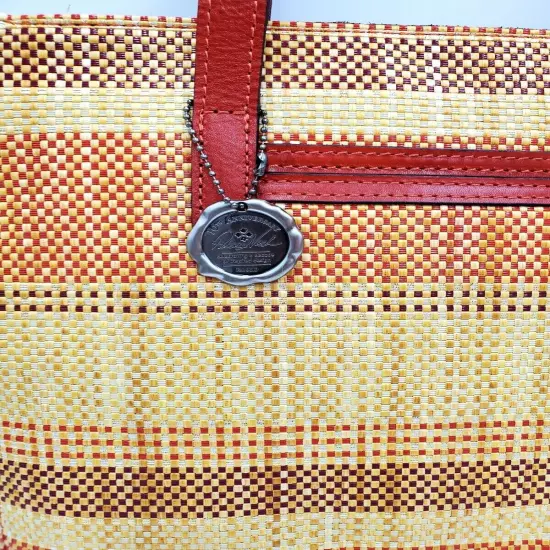 Patricia Nash Italian Fine Straw Multi Weave Ochre Viana Tote P544370 New