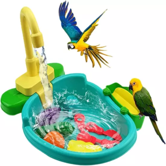 Pet Bath Tub for Bird Parrot,Parrot Automatic 1 Pc, clear.orange,green 