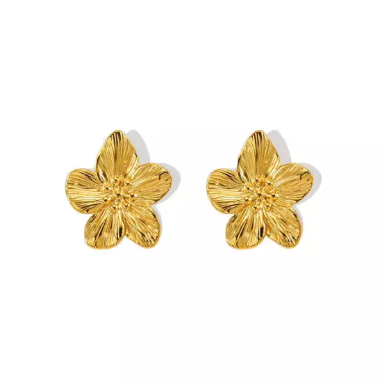 Chic Gold Petal Drop Stud Earrings