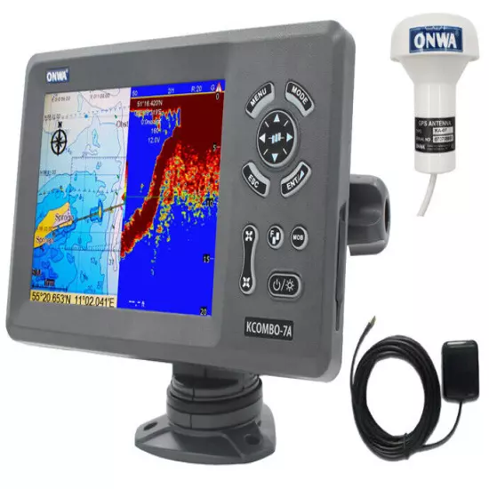 ONWA KCombo-7A: 7" GPS Chart Plotter w/ Fishfinder & Class B+ AIS Transponder