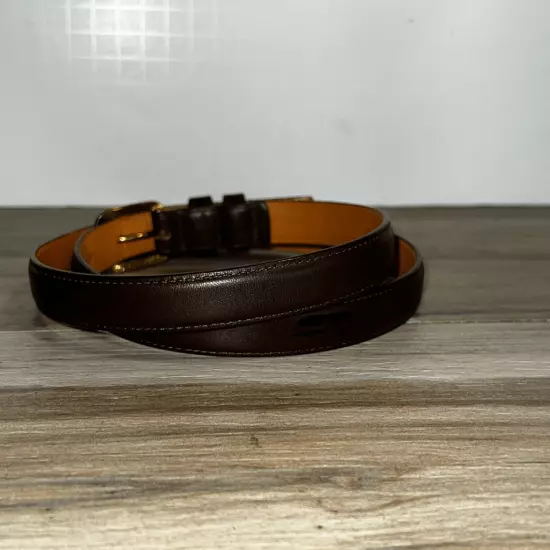 Lands' End Genuine Leather Belt Men’s 30 Brown Belt Gold Tone Buckle USA Made