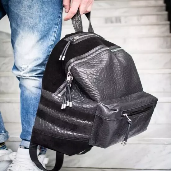 New Balmain X H&M Black Leather Backpack