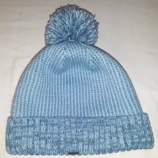 L.L. Bean NWT fleece-lined blue knit beanie womens one-size