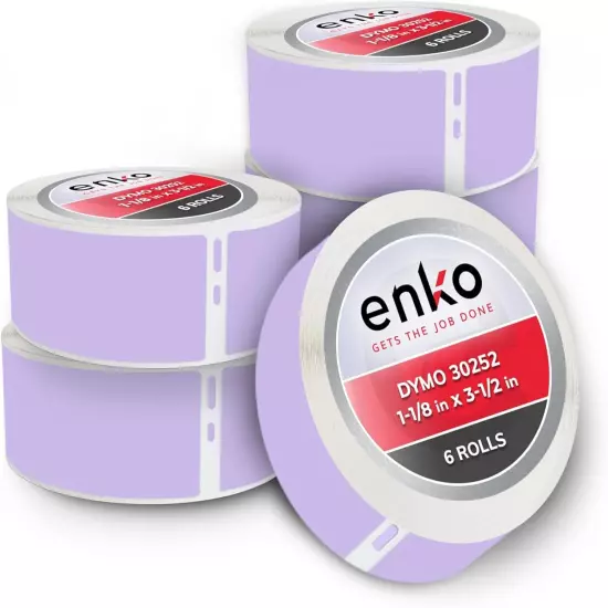 enKo [6 Rolls, 2100 Labels] Address, Shipping & 1.125 x 3.5 inch, Lavender 