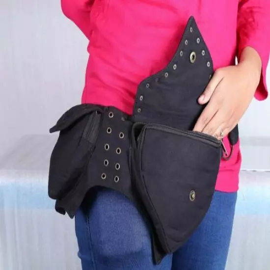 Black Cotton Fanny Pack Waist bag Travel Running Utility Belt Bum Bag For Women4