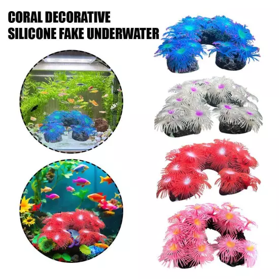 Artificial Silicone Coral Reef Aquarium Fish Tank Ornament Landscapin Home Deco'