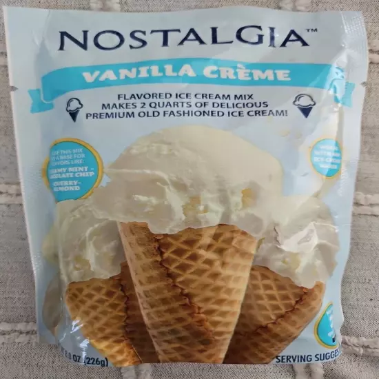 Nostalgia Vanilla Ice Cream Mix Creamy 8 oz Makes 2 Quarts 01/24/2026 SEALED NEW