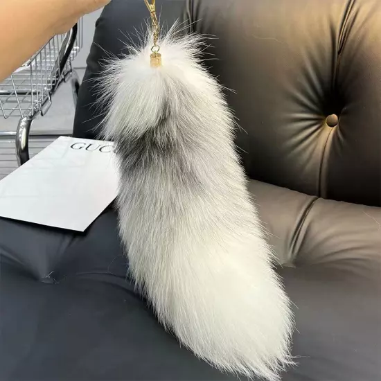 Huge Fluffy Faux Fur Fox-Tail Keychain Pompoms Bag Pendant Gift for Women Girl