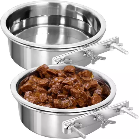 Kennel Water Bowl, 2 Packs No Spill Hanging Cage Crate 4 Cups 32OZ, 4 