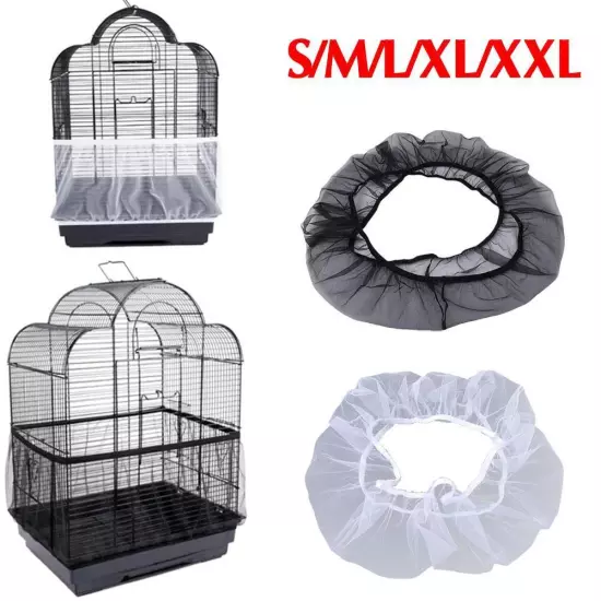 Nylon Pet Bird Cage Cover Seed Catcher Shell Skirt Guard Mesh Net Mesh Tidy Hot